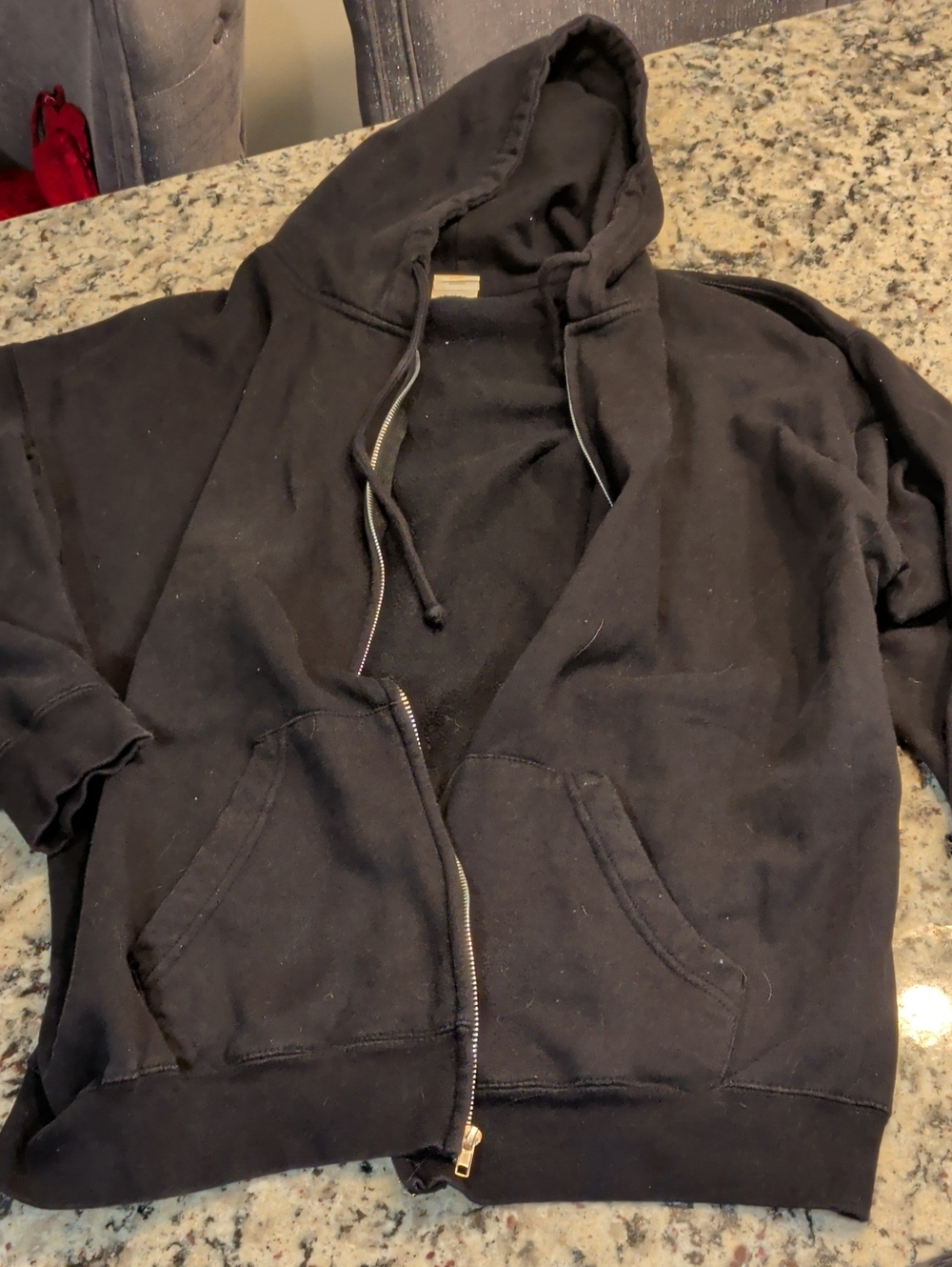 Vintage Classic Black Zip-Up Hoodie
